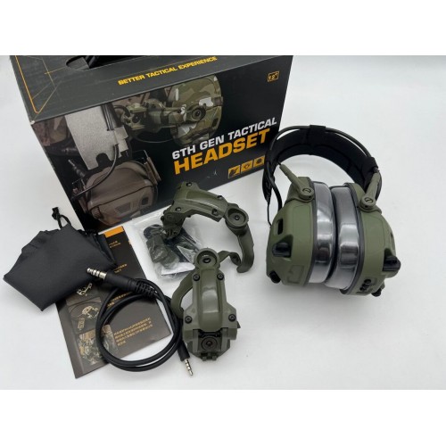 6TH GEN TACTICAL HEADSET тактическая гарнитура, звукосниматель и шумоподавление, активные в Тольятти