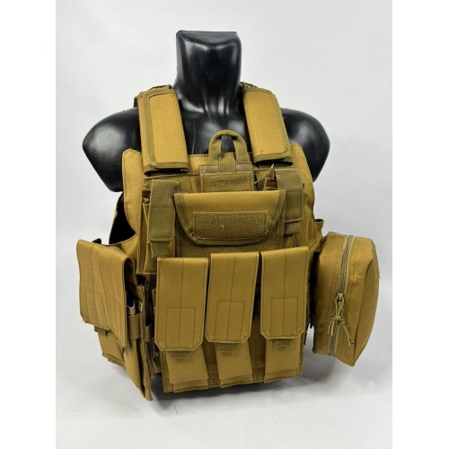 Тактический разгрузочный жилет «5 / пять карманов» с подсумками Tactical Molle Plate Carrier для съемных бронепластин в Тольятти