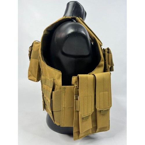 Тактический разгрузочный жилет «5 / пять карманов» с подсумками Tactical Molle Plate Carrier для съемных бронепластин в Тольятти